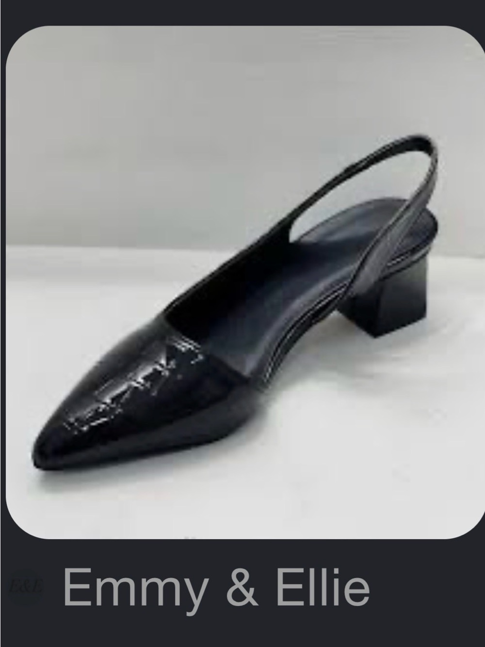 Black Patent Slingback Block Heel